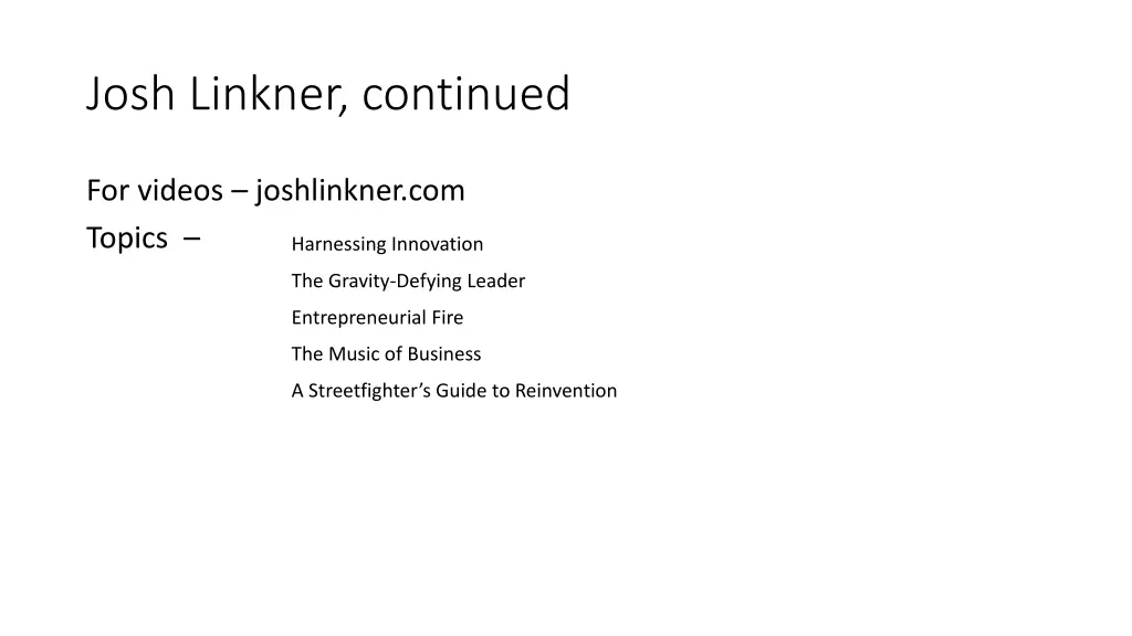 josh linkner continued