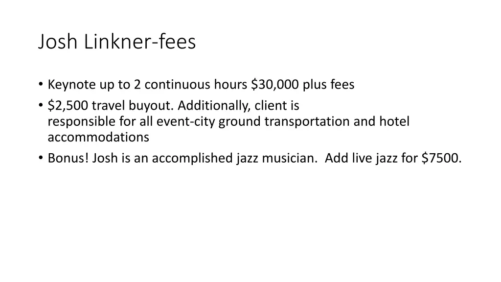 josh linkner fees