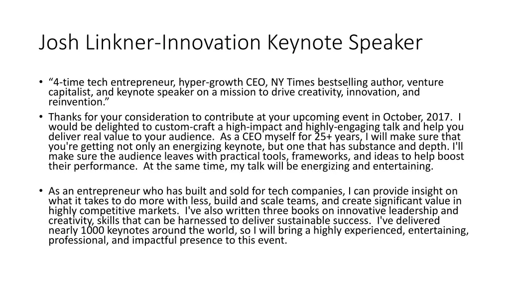 josh linkner innovation keynote speaker