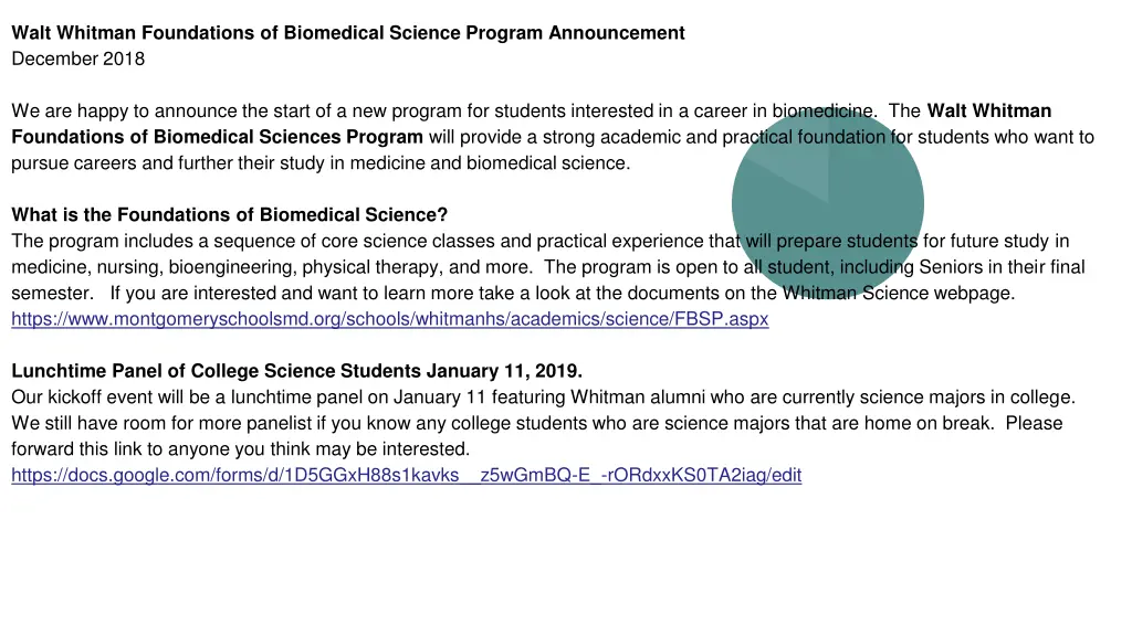 walt whitman foundations of biomedical science