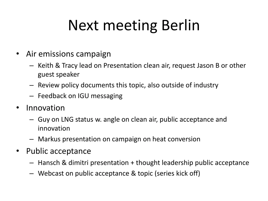 next meeting berlin