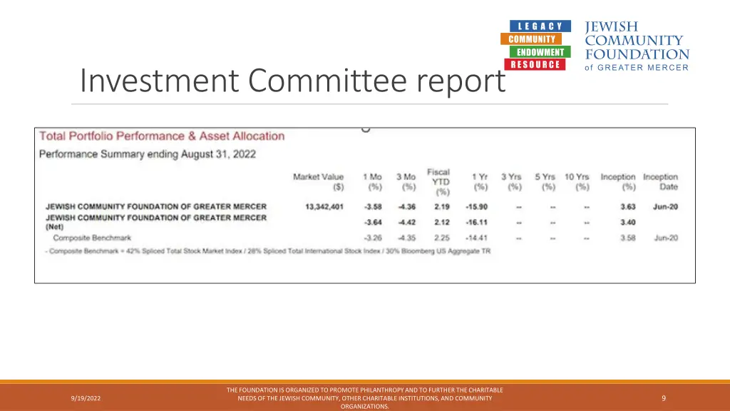 investment committee report