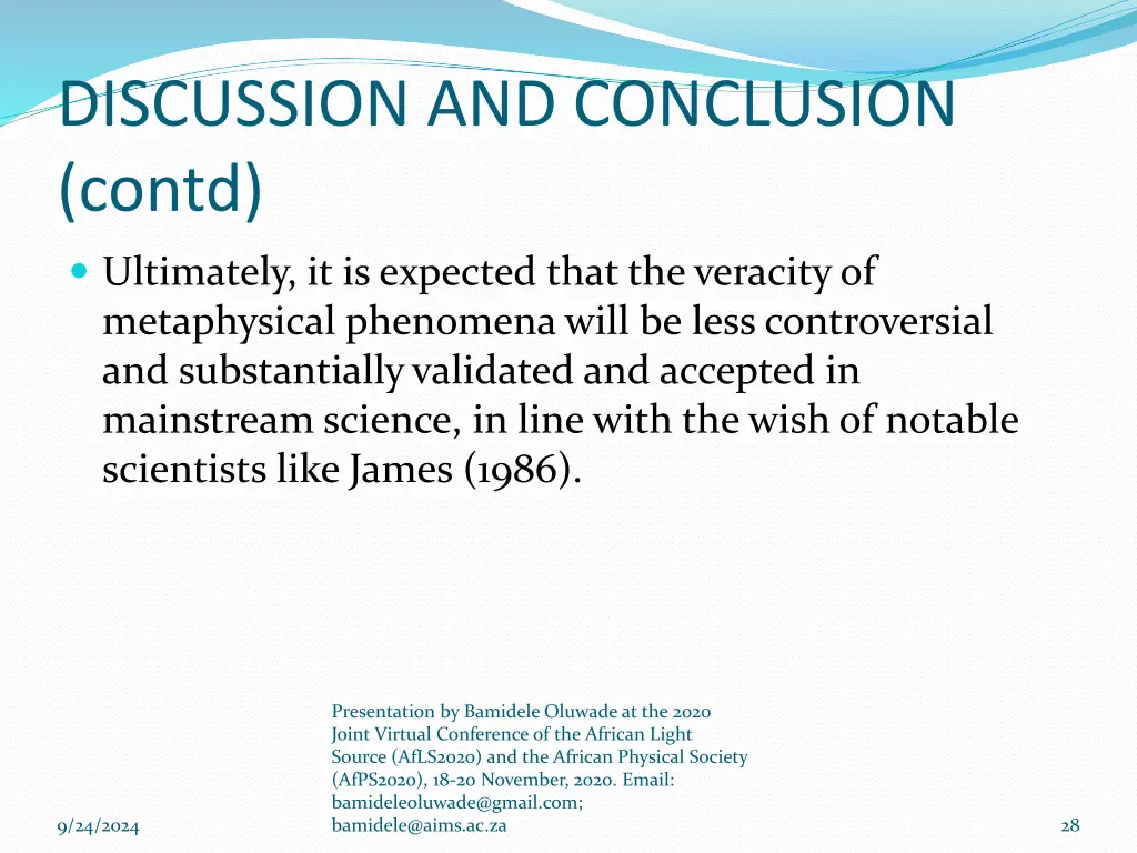 discussion and conclusion contd 1