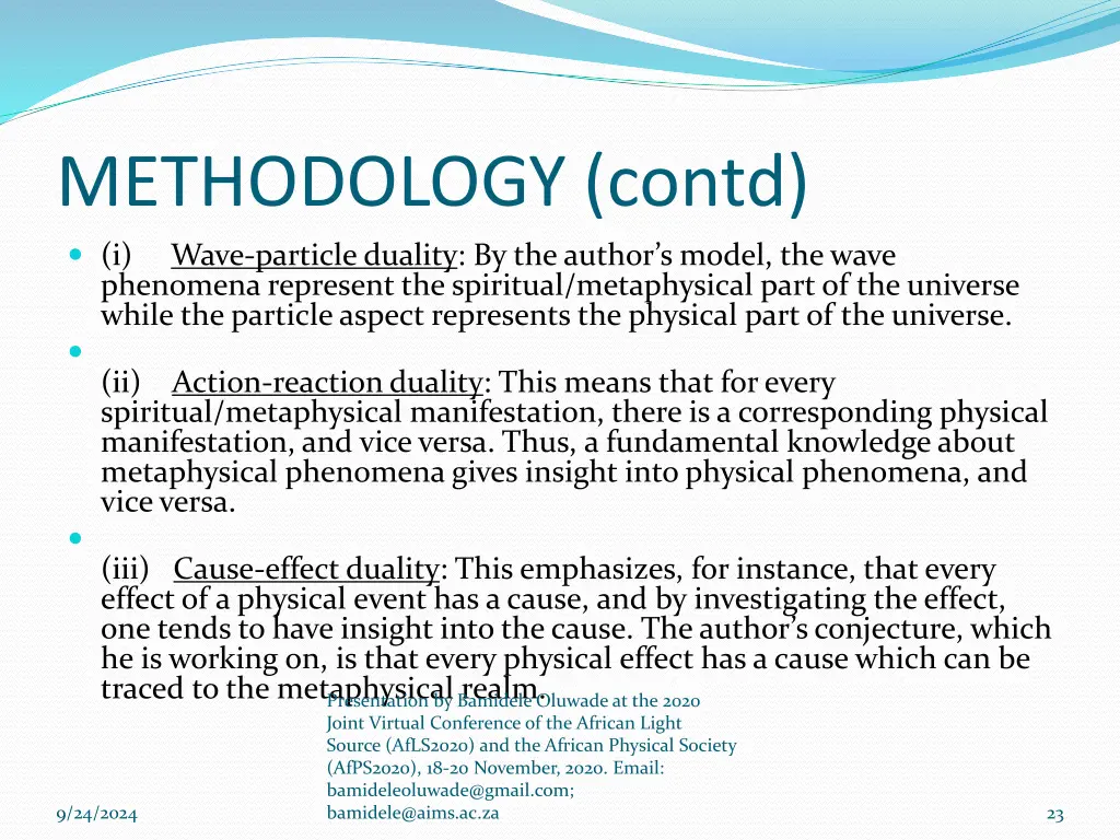 methodology contd