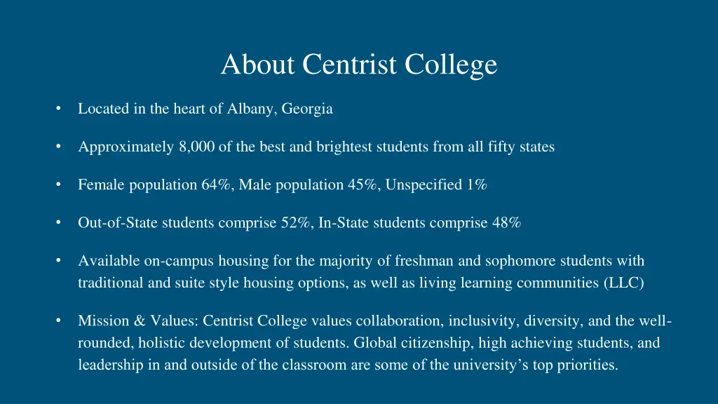 about centrist college