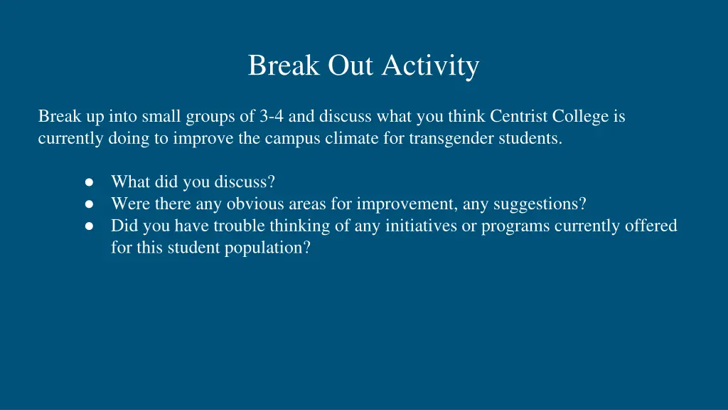 break out activity