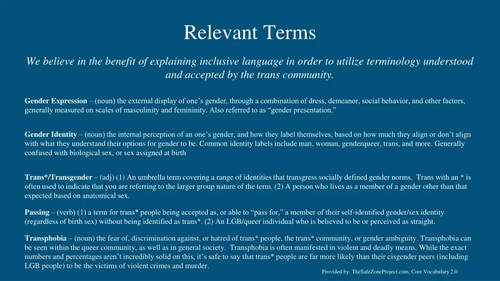 relevant terms