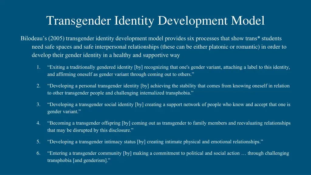 transgender identity development model