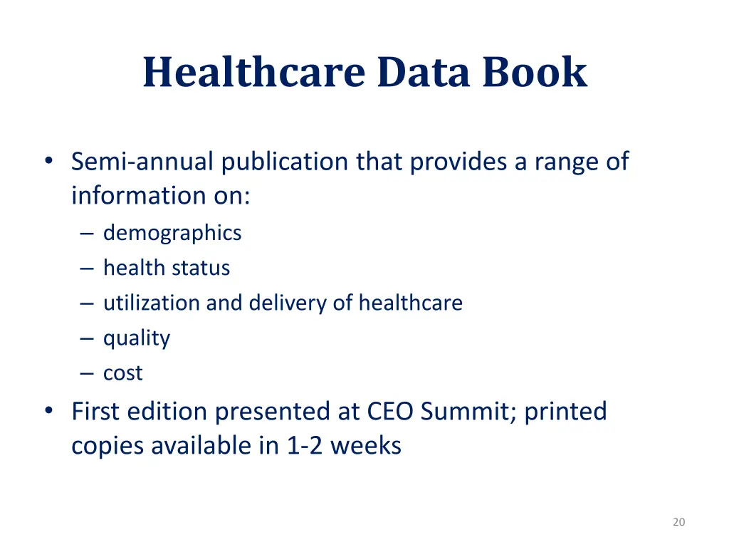 healthcare data book