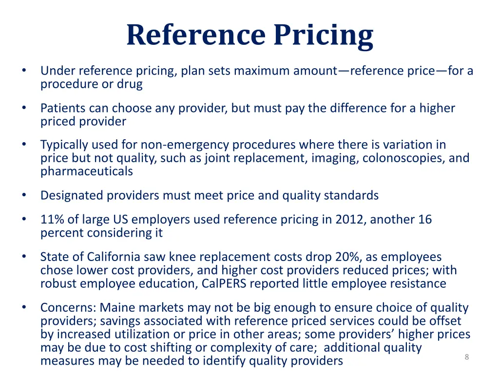 reference pricing