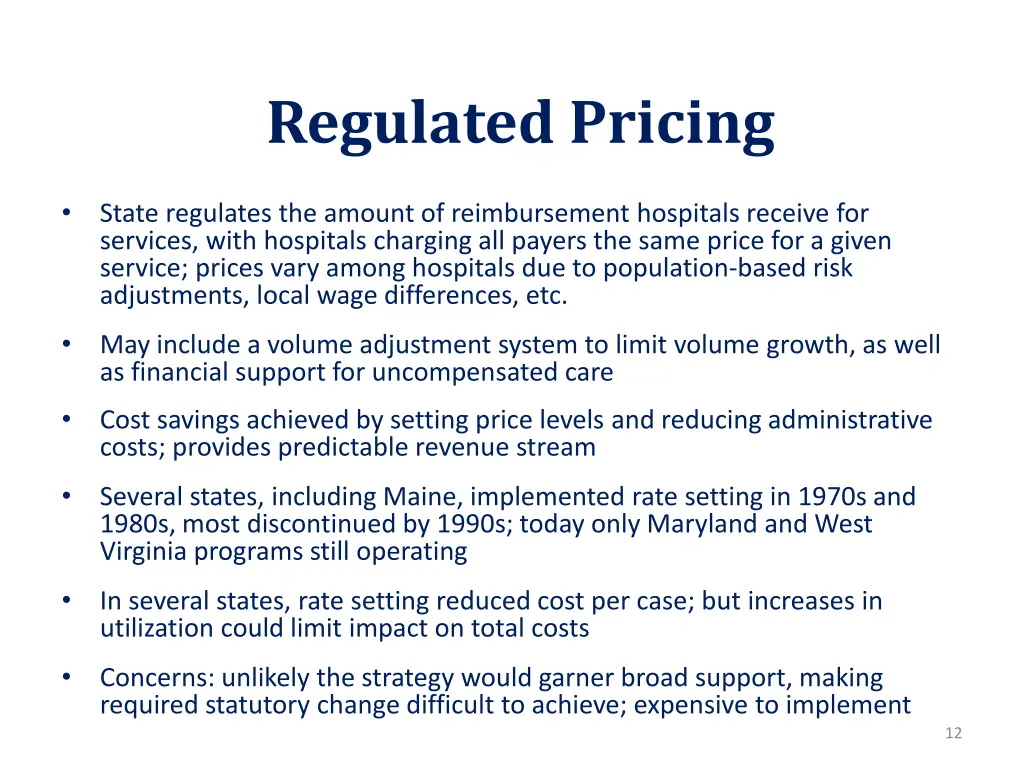 regulated pricing