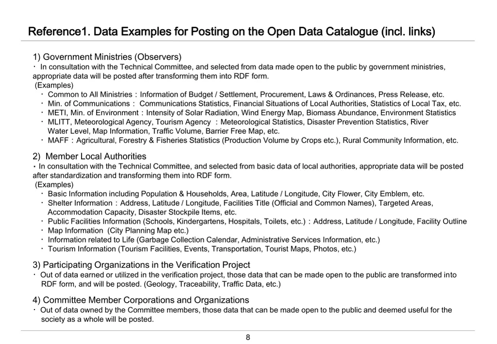 reference1 data examples for posting on the open