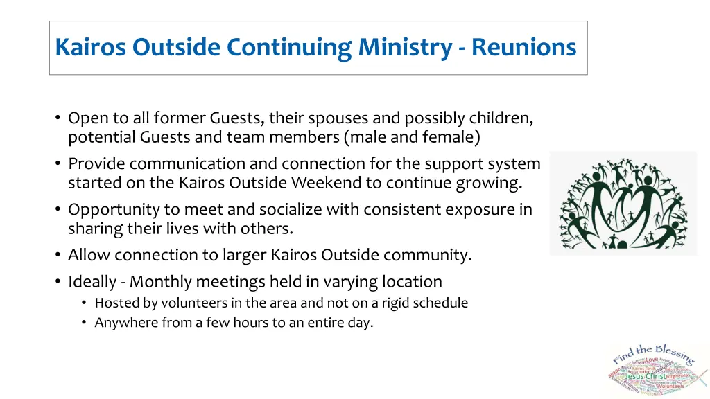 kairos outside continuing ministry reunions