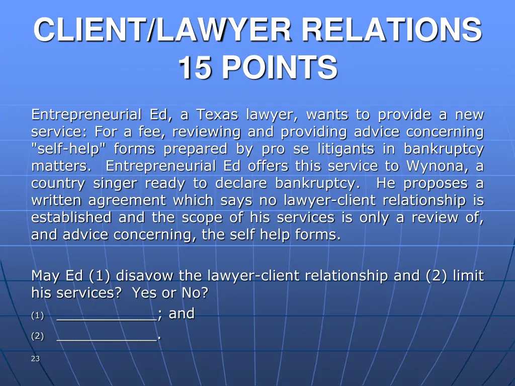 client lawyer relations 15 points