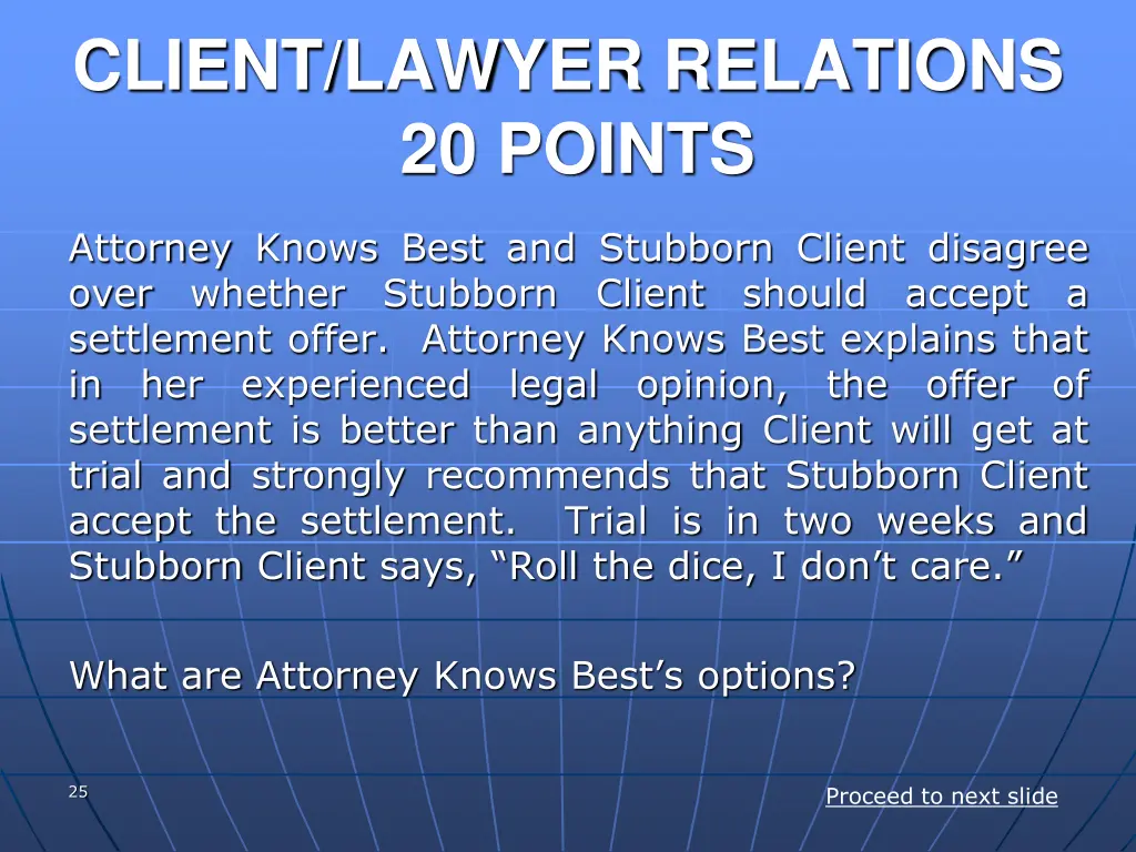 client lawyer relations 20 points