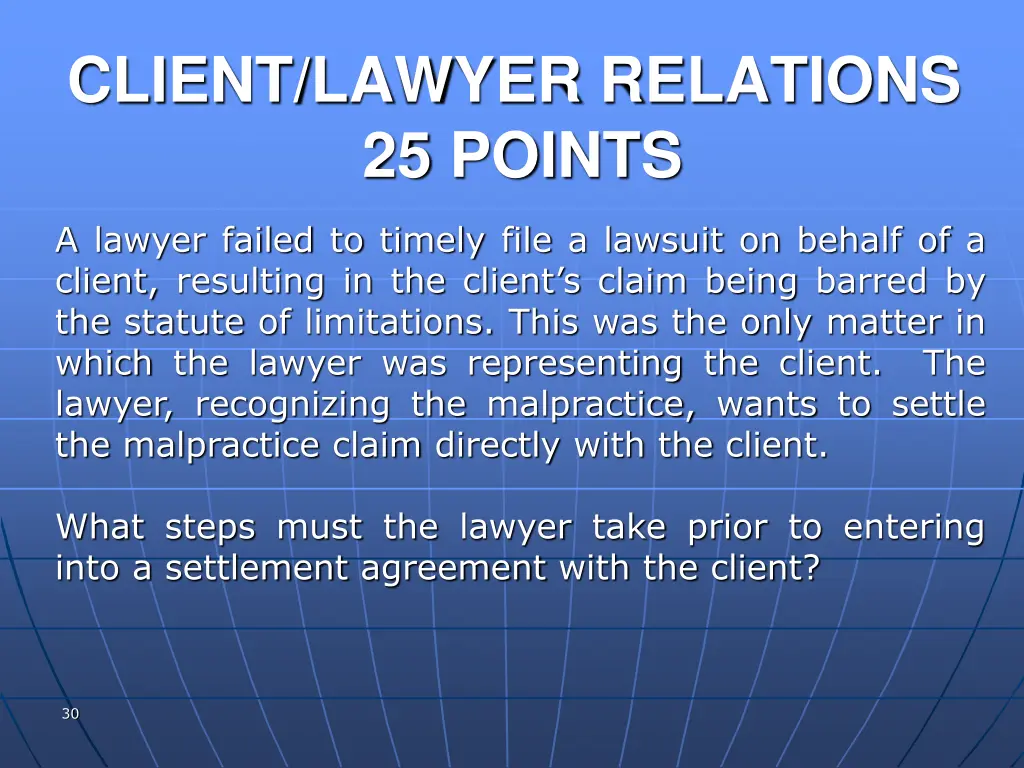 client lawyer relations 25 points