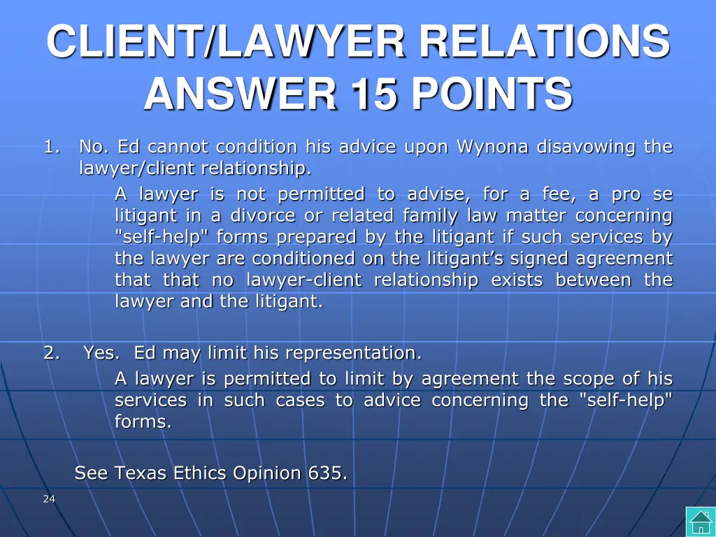 client lawyer relations answer 15 points