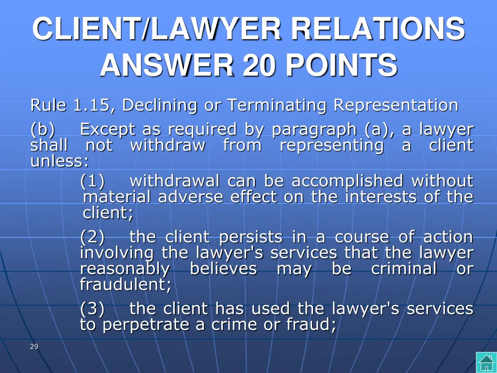 client lawyer relations answer 20 points 2