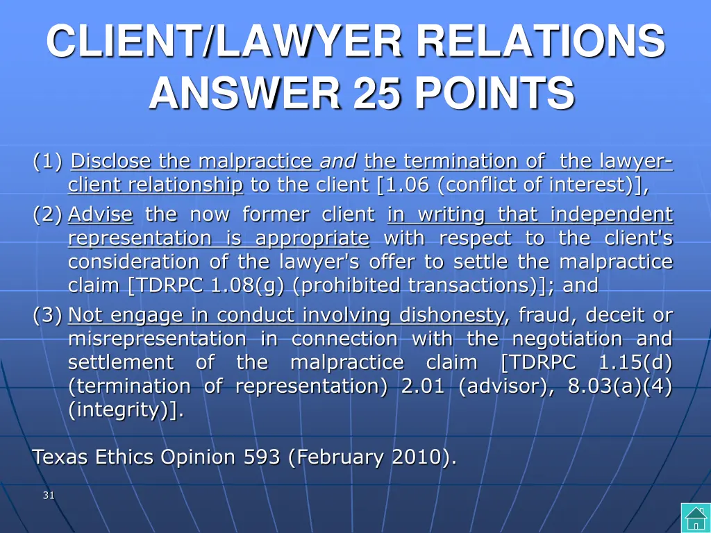 client lawyer relations answer 25 points