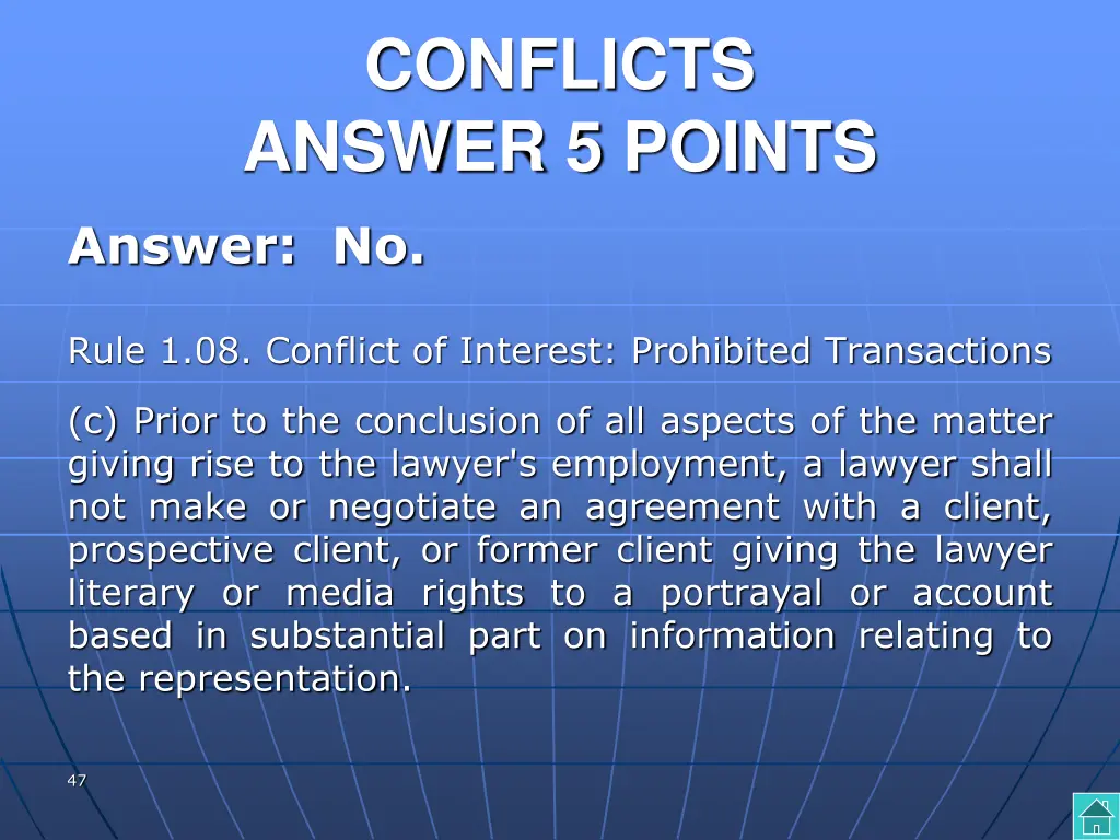 conflicts answer 5 points