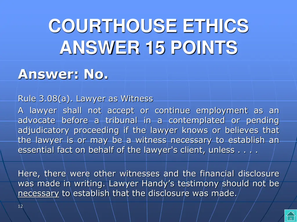 courthouse ethics answer 15 points