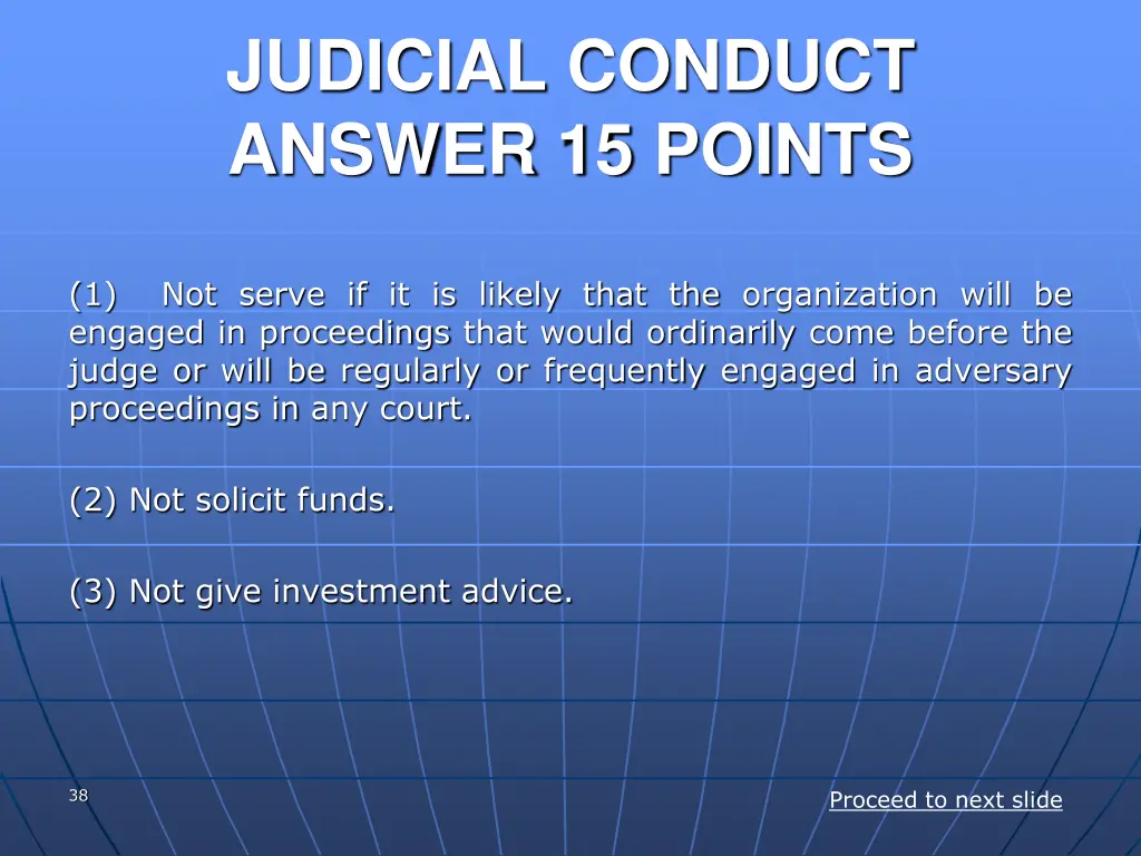 judicial conduct answer 15 points