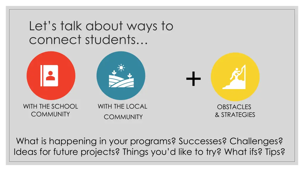 let s talk about ways to connect students