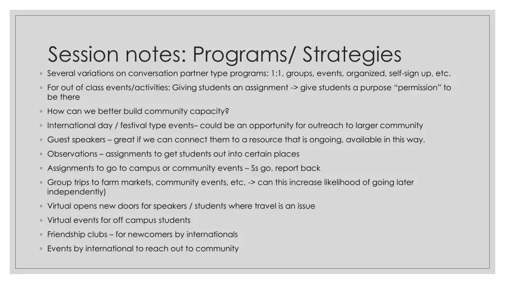 session notes programs strategies several