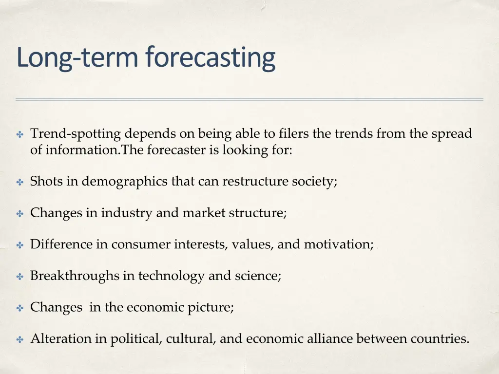 long term forecasting 1