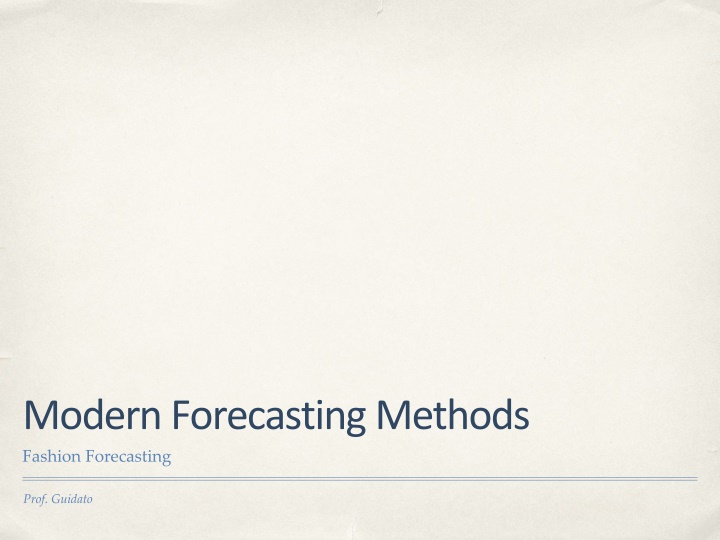 modern forecasting methods