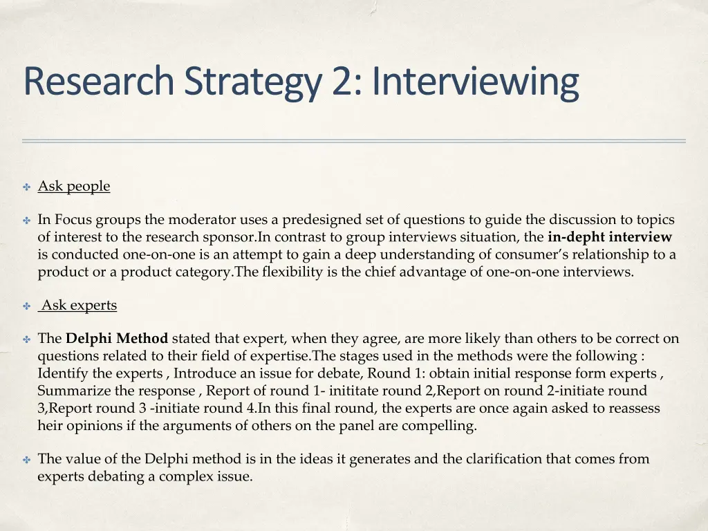 research strategy 2 interviewing