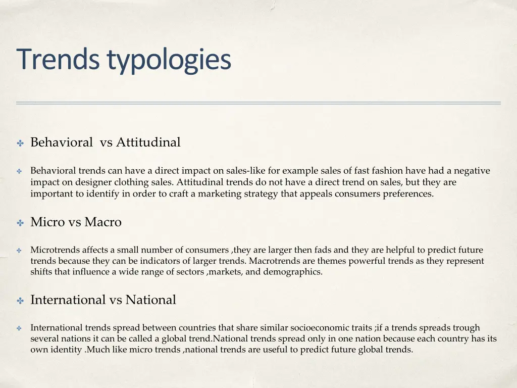 trends typologies