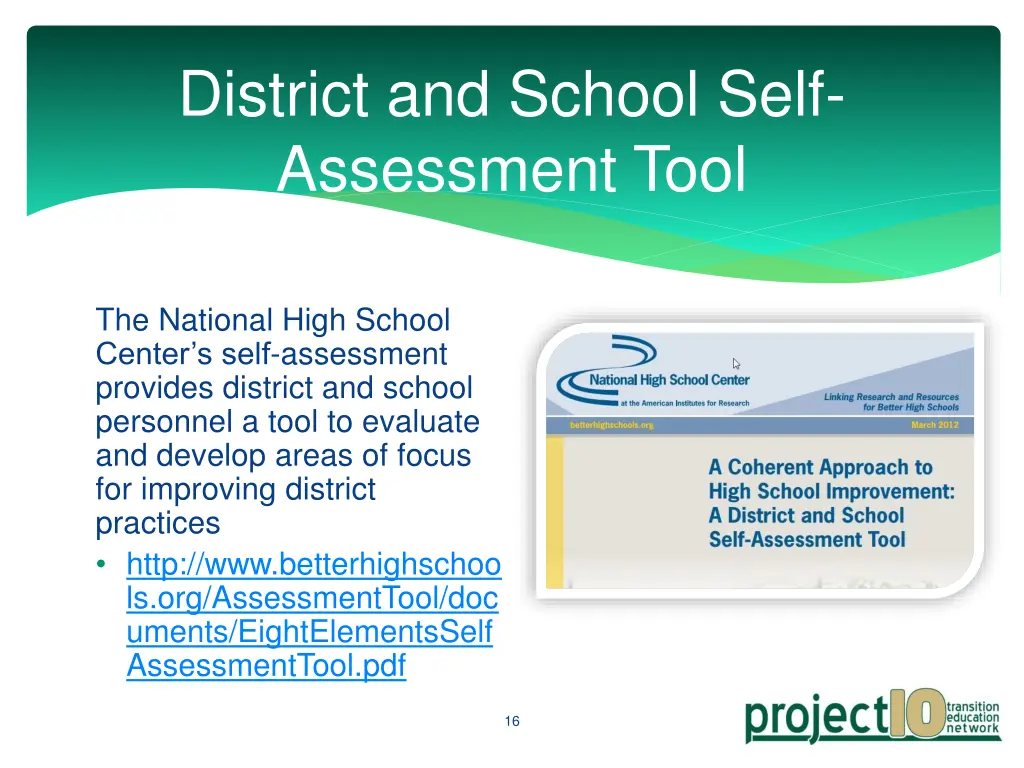 district and school self assessment tool