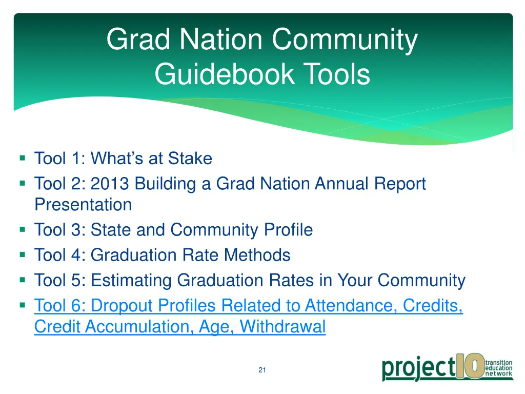 grad nation community guidebook tools