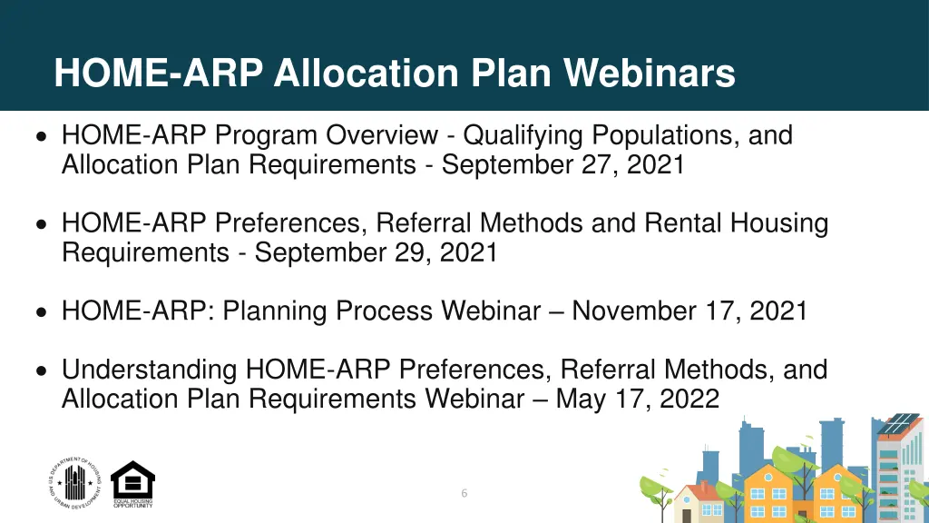 home arp allocation plan webinars