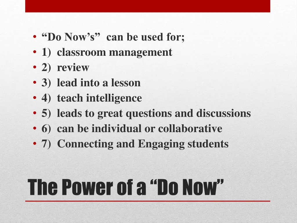 do now s can be used for 1 classroom management