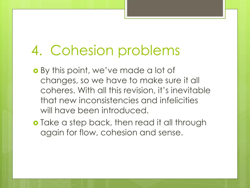 4 cohesion problems