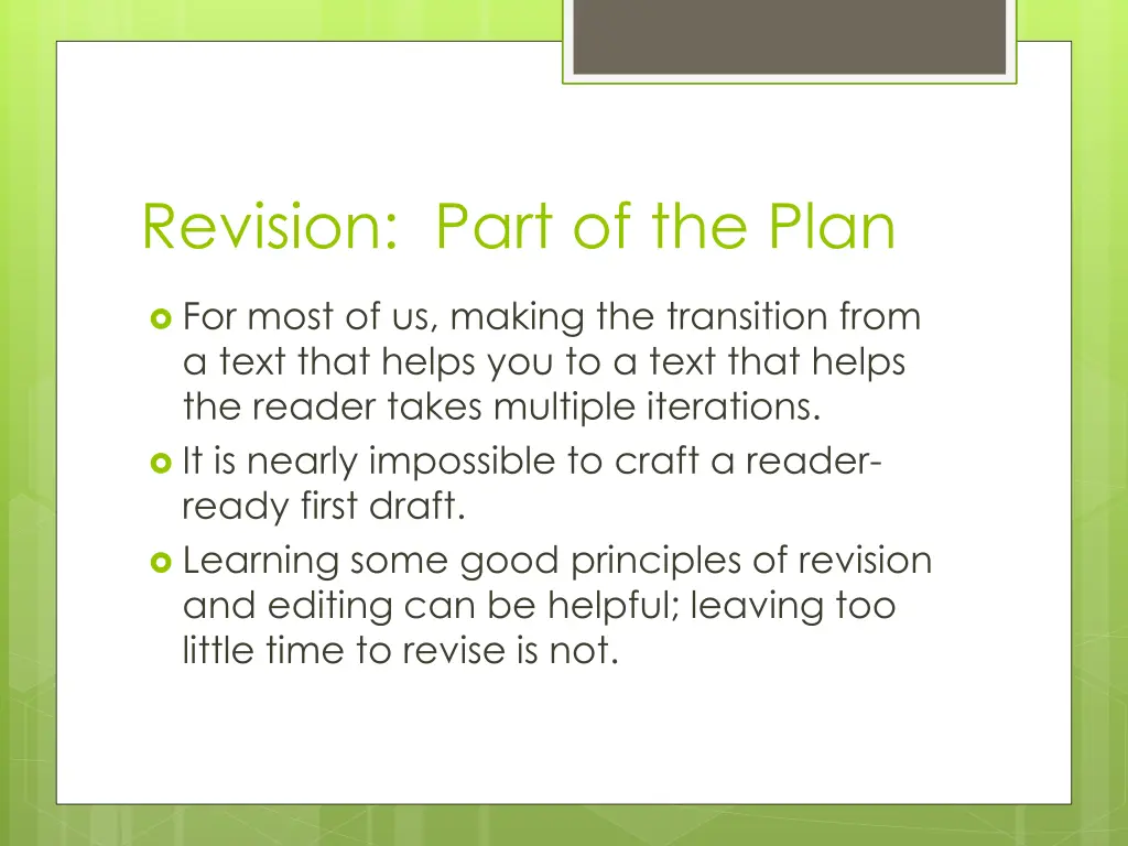 revision part of the plan