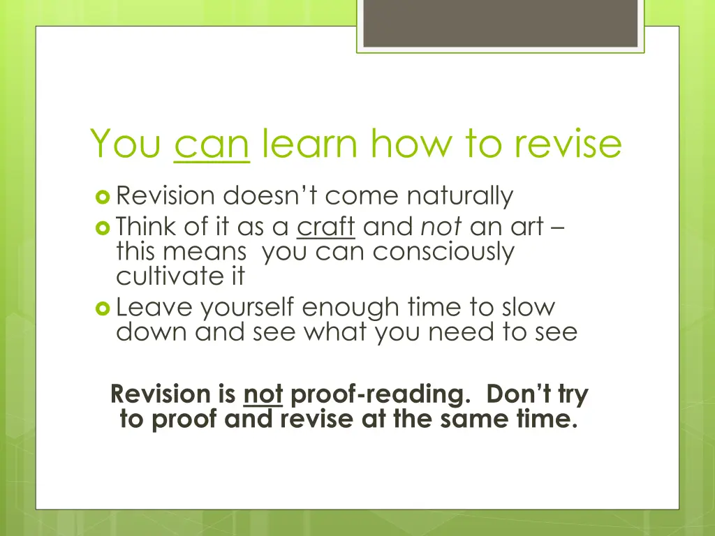 you can learn how to revise