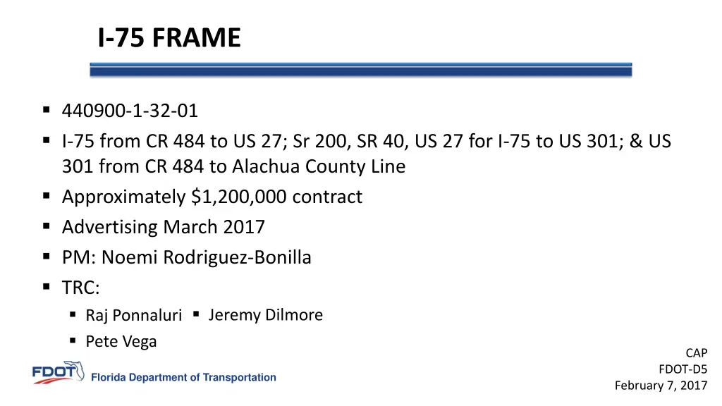 i 75 frame