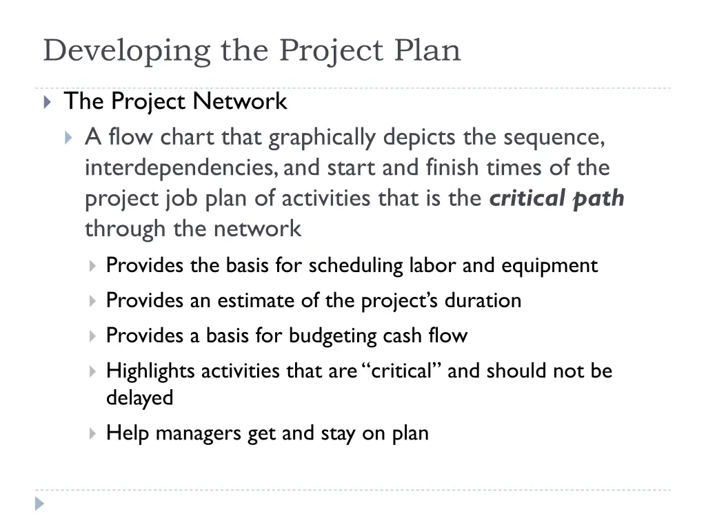 developing the project plan