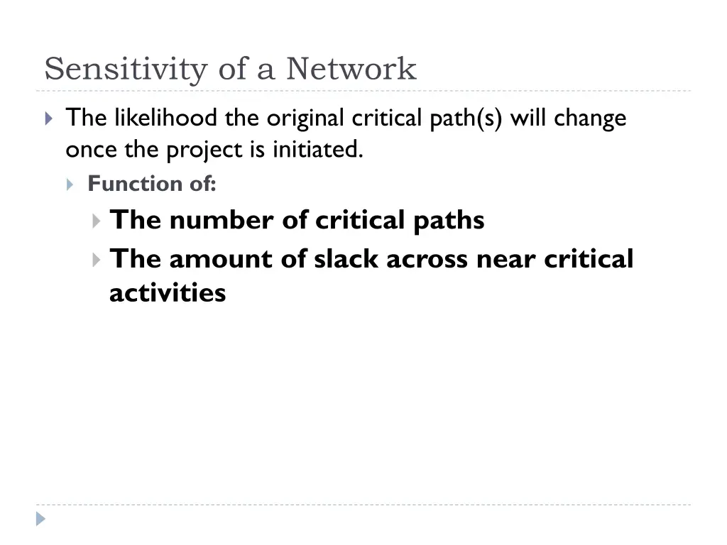 sensitivity of a network