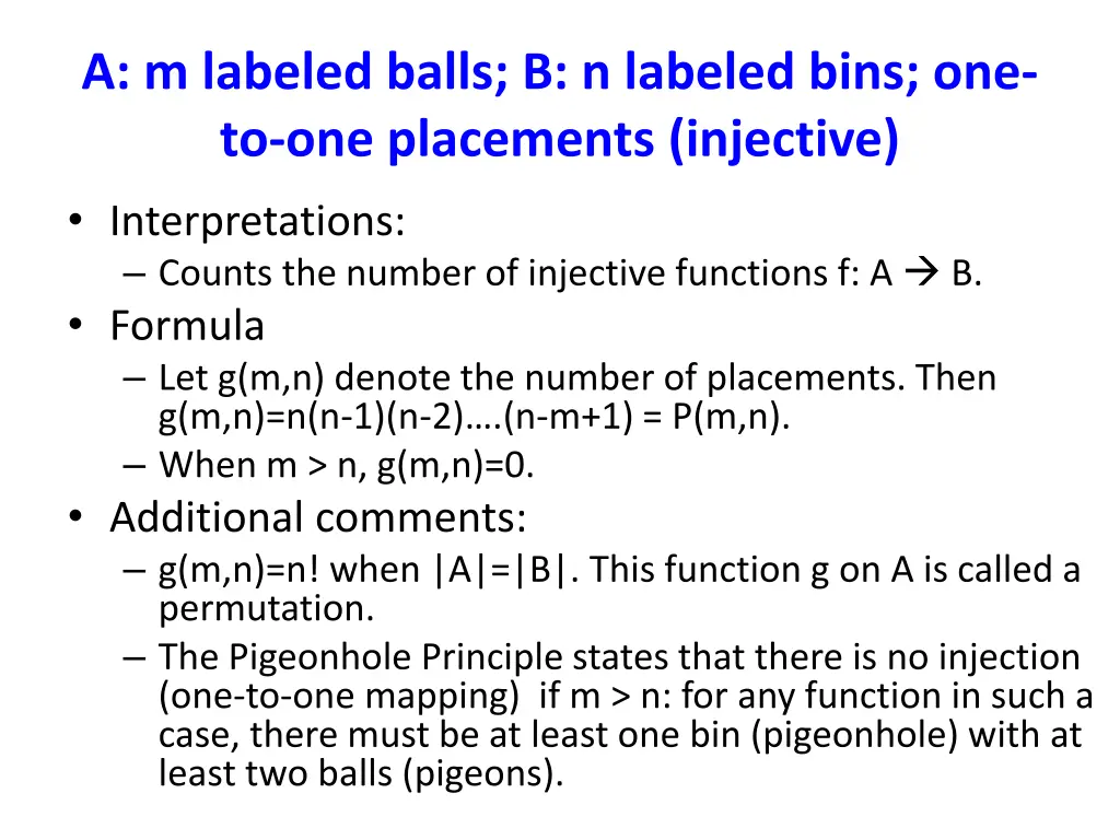 a m labeled balls b n labeled bins