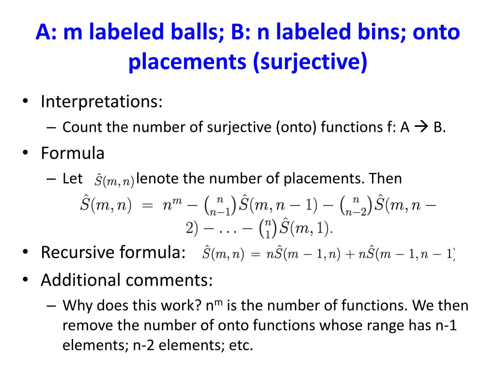 a m labeled balls b n labeled bins onto