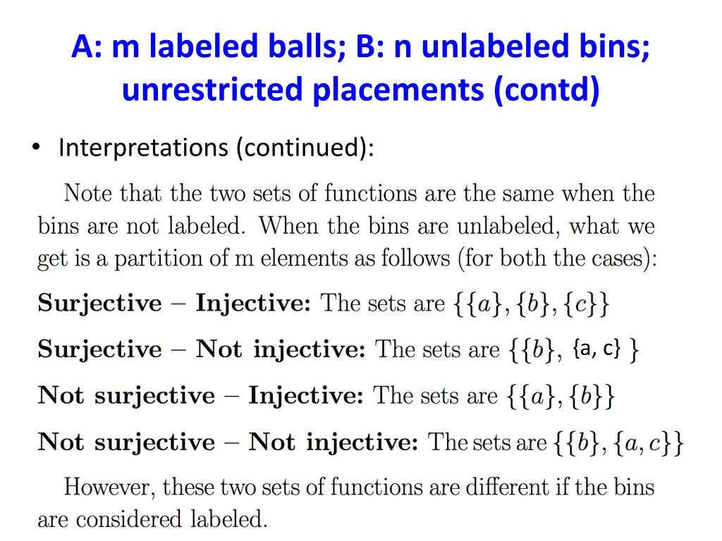 a m labeled balls b n unlabeled bins unrestricted 1