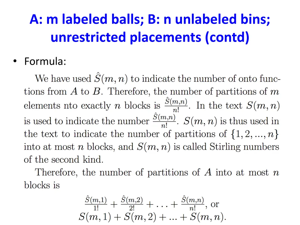 a m labeled balls b n unlabeled bins unrestricted 2