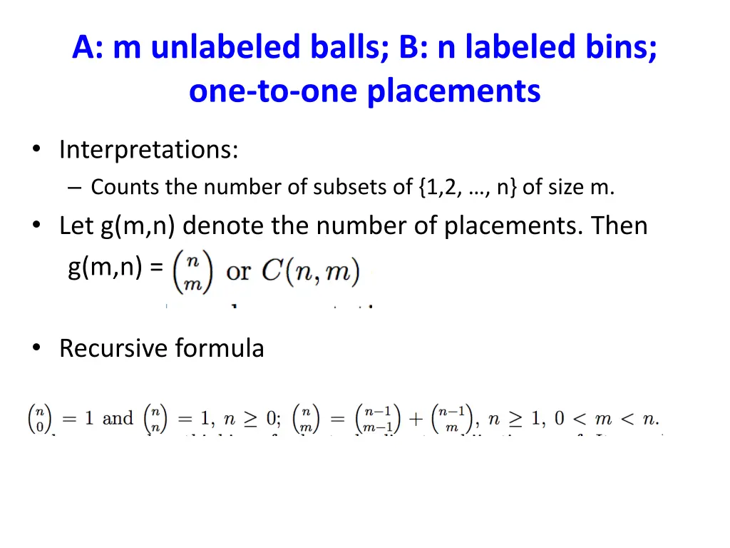 a m unlabeled balls b n labeled bins