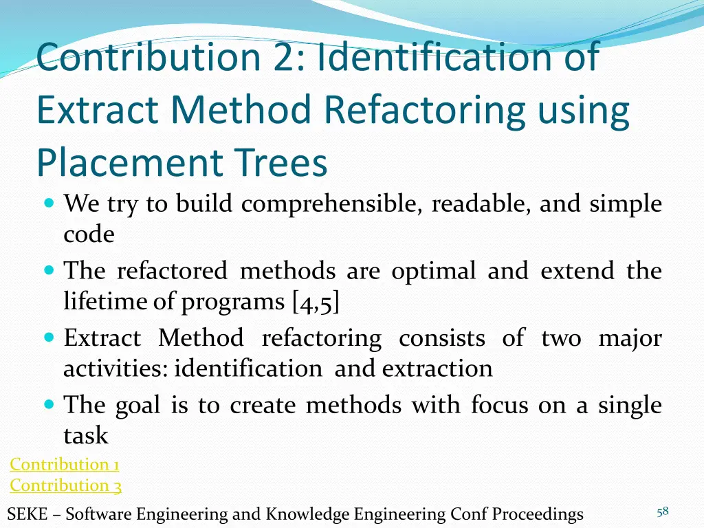 contribution 2 identification of extract method