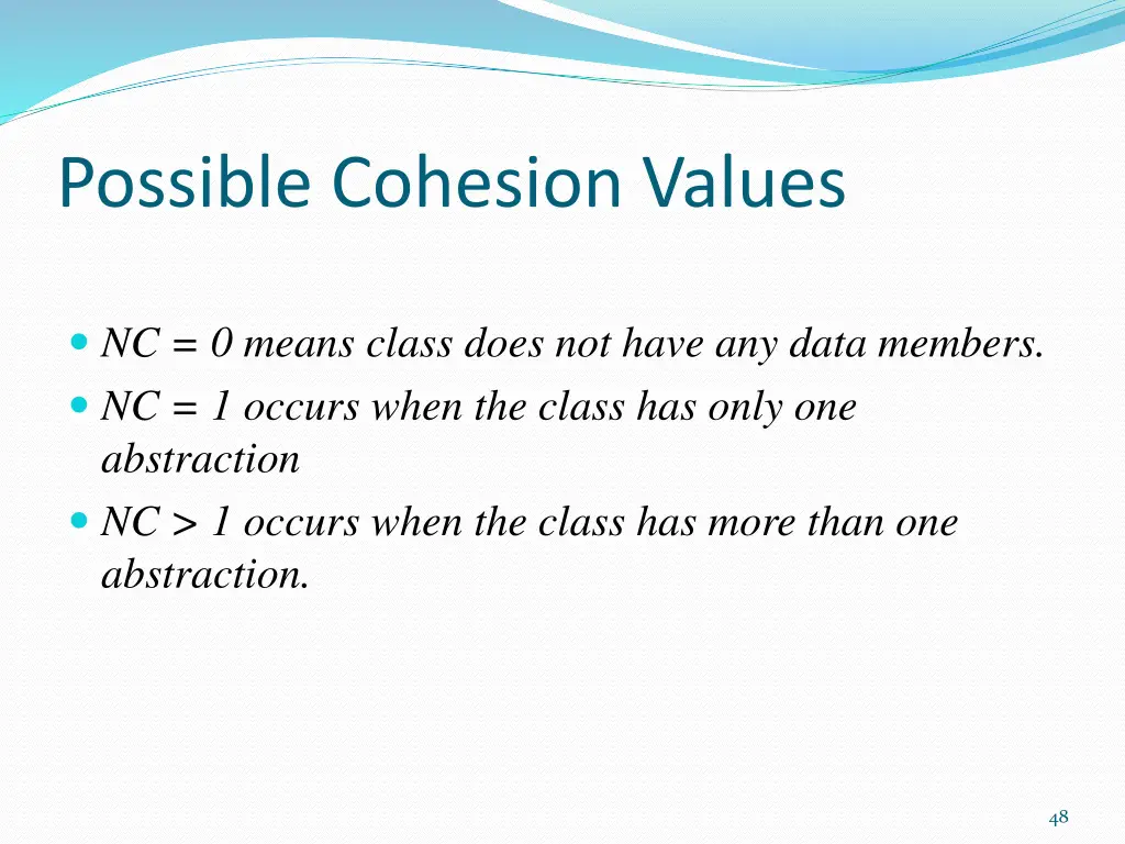 possible cohesion values