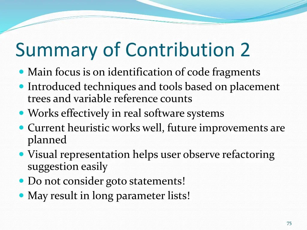 summary of contribution 2 main focus